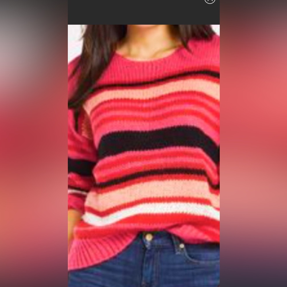 NEW NWT ALLISON JOY EVEREVE Shira Pink Black Sweater Striped size large